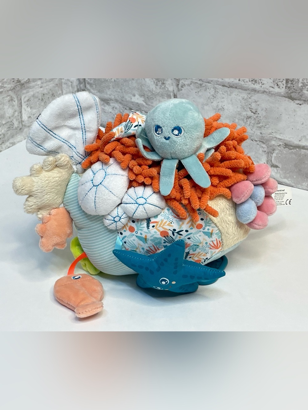 Miniland Sensorial Reef Plush Toy Rattle Baby Teething Sensory Toy Sea Ocean